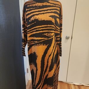 Tiger Print Long Sleeve Dress